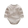 thumbnail image 1 of TFEOQRY Infant Boys Girls Cotton Bodysuit Baby Solid Color Long Sleeves Jumpsuit Bodysuit Gray, 1 of 3