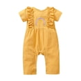 thumbnail image 1 of TFEOQRY Infant Boys Girls Cotton Jumpsuit Soft Rompers Spring Autumns Onesie Newborn Cotton Long Climbing Rainbows Embroidery Ruffle Crawling Clothes Yellow, 1 of 6