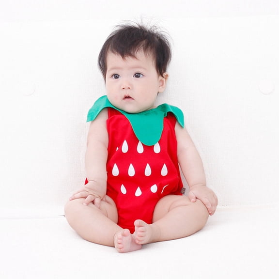 TFEOQRY Infant Boys Girls Cotton Jumpsuit Soft Watermelon Rompers Toddler Kids Baby Fashion Cute Watermelon Shapes Print Casual Bodysuit Red