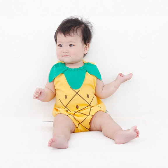 TFEOQRY Infant Boys Girls Cotton Jumpsuit Soft Watermelon Rompers Toddler Kids Baby Fashion Cute Watermelon Shapes Print Casual Bodysuit Yellow