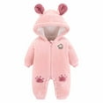 thumbnail image 1 of TFEOQRY Infant Boys Girls Flannel Rompers Solid Color Cute Bear Ears Winter Thick Keep Warm Jumpsuit Romper Pink, 1 of 6