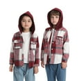 thumbnail image 1 of TFEOQRY Infant Boys Girls Hooded Plaid Shacket Jacket Winter Coat Kids Toddler Flannel Shirt Jacket Plaid Long Sleeve Shacket Baby Fall Shirt Coat Outwear Burgundy, 1 of 5