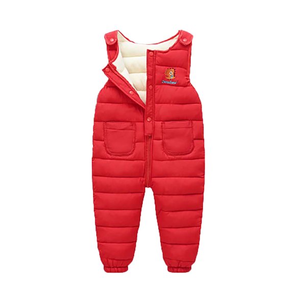 TFEOQRY Infant Boys Girls Romper Solid Color Jumpsuit Autumn and Winter Thick Crawling Clothes Overalls Rompers Red