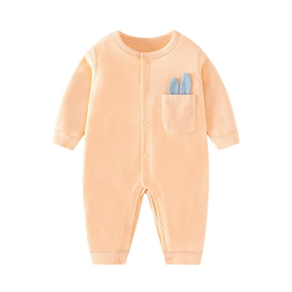 TFEOQRY Infant Boys Girls Romper Solid Color Thin Jumpsuit Long Sleeve Climbing Clothes Rompers Orange