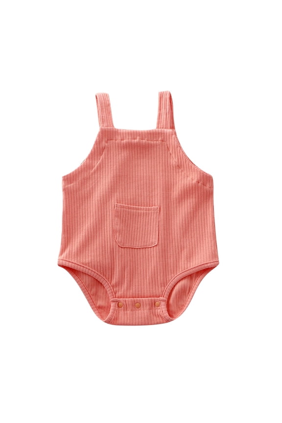 Infant Boys and Girls Bodysuit Practice Crawling Suit Solid Color Suspenders Jumpsuit Overalls Rompers Orange