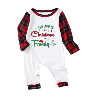 TFEOQRY Infant Family Christmas Pajamas Matching Sets Christmas Checkered Pattern Printing Bodysuit Pajamas Long Sleeved Hoodless Sleep Jumpsuit Red(Baby)