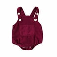 thumbnail image 1 of TFEOQRY Infant Girls Boys Bodysuit Practice Crawling Suit Solid Color Suspenders Jumpsuit Overalls Rompers Burgundy, 1 of 8