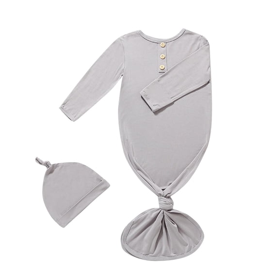 TFEOQRY Infant Girls Boys Bodysuit Set Solid Color Jumpsuit Pajamas with Hat Set Gray