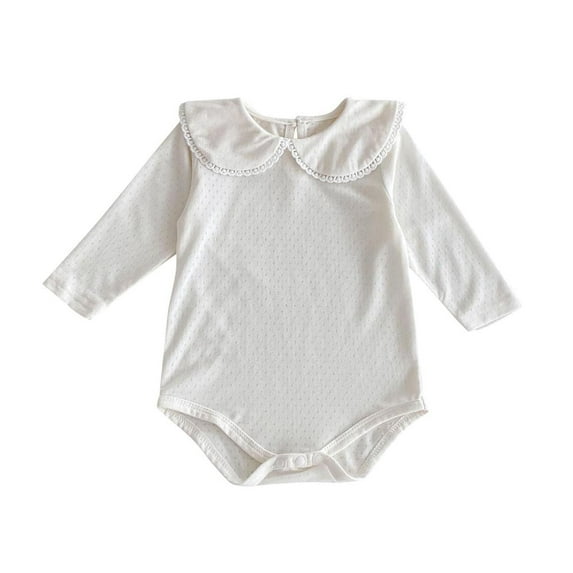 TFEOQRY Infant Girls Boys Cotton Bodysuit Fashion New Solid Color Round Neck Long Sleeved Bodysuit White