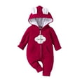 thumbnail image 1 of TFEOQRY Infant Girls Boys Cotton Romper Long Sleeved Hooded Thermal Jumpsuit Crawling Clothes Red, 1 of 6