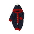 thumbnail image 1 of TFEOQRY Infant Girls Boys Romper Button Solid Color Babies Hooded Jumpsuit Rompers Blue, 1 of 2