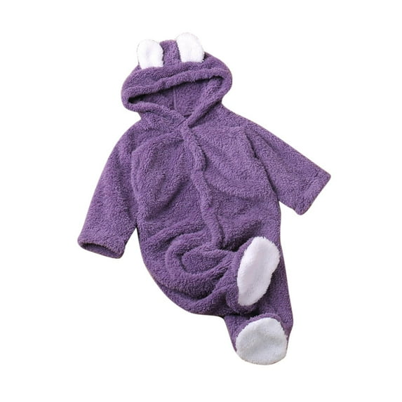 TFEOQRY Infant Girls Boys Romper Solid Color Jumpsuit with Zipper Hooded Climbing Suit Rompers Purple