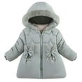 thumbnail image 1 of TFEOQRY Infant Girls Solid Color Parkas Padded Coats Winter Clothes Plus Velvet Thickened Fashionable Middle and Large Coat Cotton Jacket Light Blue, 1 of 4