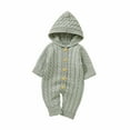 thumbnail image 1 of TFEOQRY Infant Girls and Boys Romper Knit Solid Color Babies Hooded Jumpsuit Rompers Green, 1 of 3
