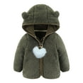 thumbnail image 1 of TFEOQRY Infant Kids Boys And Girls winter flannel Hooded jacket coat Solid Color Cute Long Sleeve Heart Pendant Hooded Coat Jacket Suit Olive Green, 1 of 1