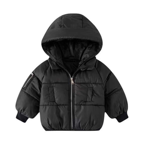 TFEOQRY Infant Kids Boys Girls Fleece Lined Sherpa Winter Coat Solid Color Plush Cute Winter Thick Casual Keep Warm Hooded Coat Jacket Black