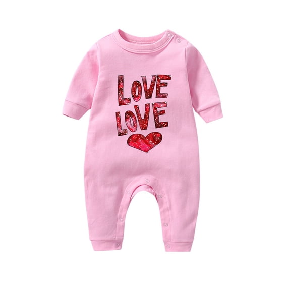 TFEOQRY Infant Kids Girls Boys Cotton Rompers Long Sleeve Heart Printed Jumpsuit Romper Pink