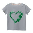 thumbnail image 1 of TFEOQRY Kids Boys Girls St. Patrick's Day Cotton T-shirt Toddler Kids Fashion Cute Round Neck Print Short Sleeve Tops Gray, 1 of 4