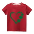 thumbnail image 1 of TFEOQRY Kids Boys Girls St. Patrick's Day Cotton T-shirt Toddler Kids Fashion Cute Round Neck Print Short Sleeve Tops Red, 1 of 4