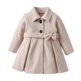 thumbnail image 1 of TFEOQRY Kids Girls Woolen Overcoat Dress Winter Coat Bow Knot Dress Coat Winter Jackets Button Peacoat Toddler Lie Fallow Clothes Outwear Beige, 1 of 7