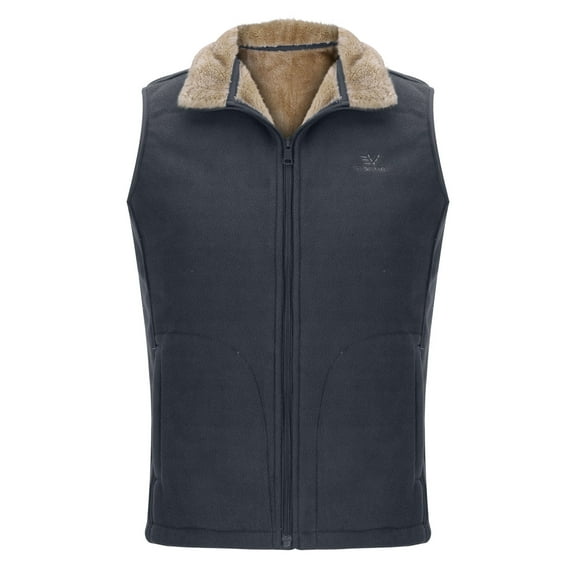 TFEOQRY Men Padded Coats Tank Top Turn Down Collar Solid Color Fleece Pocket Zipper Sleeveless Thermal Jacket Waistcoat Gray