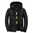 thumbnail image 1 of TFEOQRY Men Winter Short Padded Coats Parkas Casual Solid Color Hooded Zipper Jackets with Pockets Long Sleeve Cardigan Eiderdown Coat Black, 1 of 8