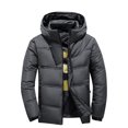 thumbnail image 1 of TFEOQRY Men Winter Short Padded Coats Parkas Casual Solid Color Hooded Zipper Jackets with Pockets Long Sleeve Cardigan Eiderdown Coat Dark Gray, 1 of 5