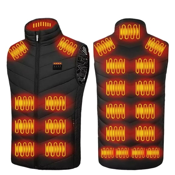 TFEOQRY Men and Women Winter Heating Vest Zipper Four Control of 21 Areas Heating Cotton Jacket Heated Usb Charging Version Black