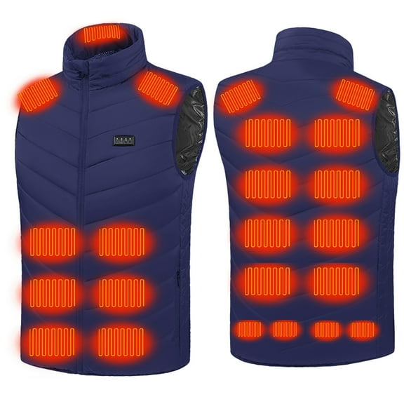 TFEOQRY Men and Women Winter Heating Vest Zipper Four Control of 21 Areas Heating Cotton Jacket Heated Usb Charging Version Blue
