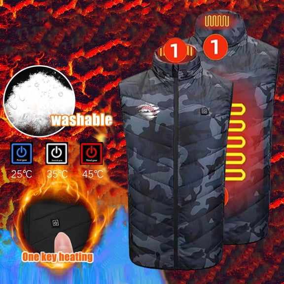 TFEOQRY Men and Women Winter Heating Vest Zipper Single Control 2 Heating Cotton Jacket with Usb Charging Version Camouflage