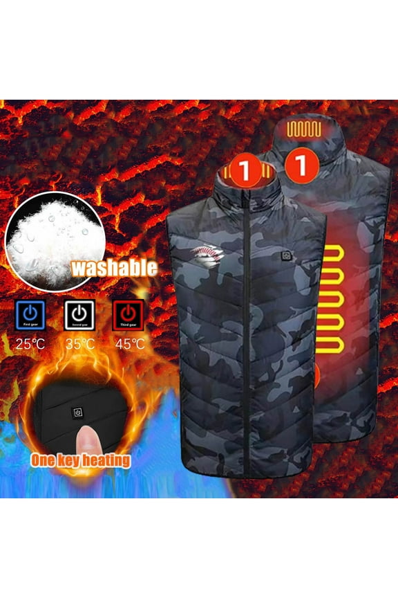 Men and Women Winter Heating Vest Zipper Single Control 2 Heating Cotton Jacket with Usb Charging Version Camouflage