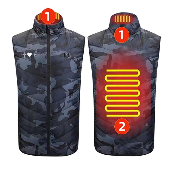 TFEOQRY Men and Women Winter Heating Vest Zipper Single Control 2 Heating Cotton Jacket with Usb Charging Version Camouflage