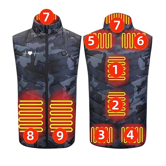 TFEOQRY Men and Women Winter Heating Vest Zipper Single Control 4 Heating Tank Top with Usb Charging Version Camouflage