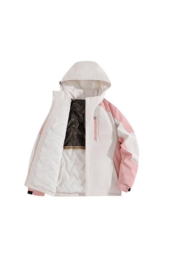 Men and Women's Short Padded Coats Solid Color Zipper Outdoor Jackets with Pockets Keep Warm Hodded Coat Tops Hot Pink