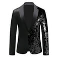 thumbnail image 1 of TFEOQRY Men's Black Sequin Blazer Jacket One Button Lapel Tuxedo Suit Jacket Party Prom Wedding Black, 1 of 3