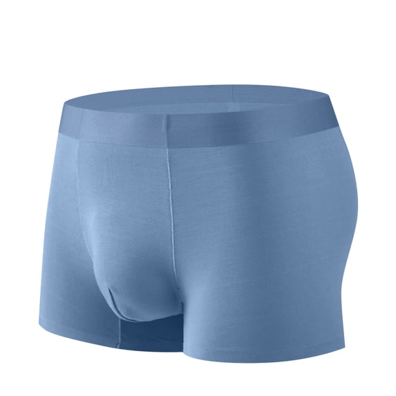 TFEOQRY Men's Boxers Briefs Solid Color Mid Waist Traceless Quick-Dry Loose Breathable Elastic Exercise Home Flat Angle Underpants Blue