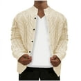 thumbnail image 1 of TFEOQRY Men's Cable Knit Cardigan Sweater Button Down Long Sleeve Textured Casual Outerwear Fall Winter Top Beige, 1 of 4