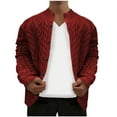 thumbnail image 1 of TFEOQRY Men's Cable Knit Cardigan Sweater Button Down Long Sleeve Textured Casual Outerwear Fall Winter Top Burgundy, 1 of 4