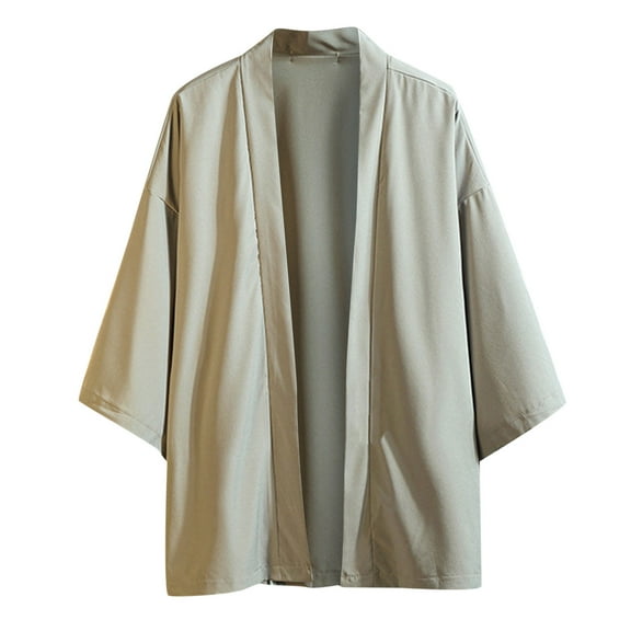 TFEOQRY Men's Cardigan Casual Solid Color Cardigan Ice Silk Sun Protection Clothing Tops Long Sleeved Outer Wear Green