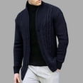 thumbnail image 1 of TFEOQRY Men's Cardigan Sweater Coat Long Sleeve Oversize Stand Collar Casual Solid Color Knit Shirt Dark Blue, 1 of 4