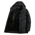 thumbnail image 1 of TFEOQRY Men's Cotton Jacket Short Parkas Detachable Cap Thick Thermal Padded Coats Solid Color Long Sleeved Hooded Cotton Jacket Black, 1 of 9