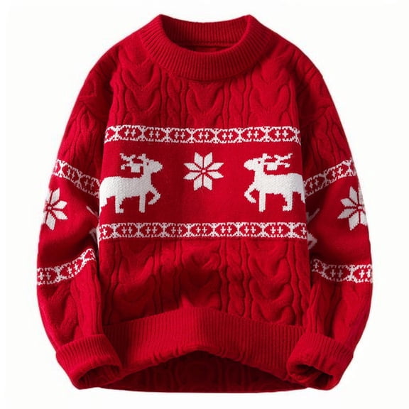 TFEOQRY Men's Crew Neck Christmas Sweater Cable Knit Long Sleeve Color Block Casual Pullover Fall Winter Top Red