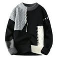 thumbnail image 1 of TFEOQRY Men's Crew Neck Patchwork Sweater Color Block Loose Long Sleeve Casual Pullover Fall Winter Warm Top Gray, 1 of 8