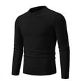 thumbnail image 1 of TFEOQRY Men's Crew Neck Solid Sweater Knitted Long Sleeve Casual Pullover Fall Winter Warm Basic Top Black, 1 of 7