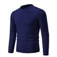 thumbnail image 1 of TFEOQRY Men's Crew Neck Solid Sweater Knitted Long Sleeve Casual Pullover Fall Winter Warm Basic Top Navy, 1 of 7