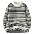 thumbnail image 1 of TFEOQRY Men's Crew Neck Striped Knit Sweater Long Sleeve Tribal Pattern Color Block Casual Pullover Fall Winter Top Black, 1 of 4