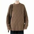 thumbnail image 1 of TFEOQRY Men's Crew Neck Sweater Color Block Vintage Loose Knit Long Sleeve Casual Pullover Fall Winter Warm Top Black-4, 1 of 5