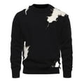thumbnail image 1 of TFEOQRY Men's Crew Neck Sweater Distressed Knit Long Sleeve Ripped Patchwork Casual Pullover Fall Winter Top Black, 1 of 7