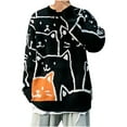 thumbnail image 1 of TFEOQRY Men's Crew Neck Sweater Patterned Color Block Knit Long Sleeve Casual Pullover Fall Winter Top Black, 1 of 4