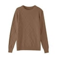 thumbnail image 1 of TFEOQRY Men's Crew Neck Sweater Plaid Patterned Knit Long Sleeve Solid Casual Pullover Fall Winter Top Brown, 1 of 5